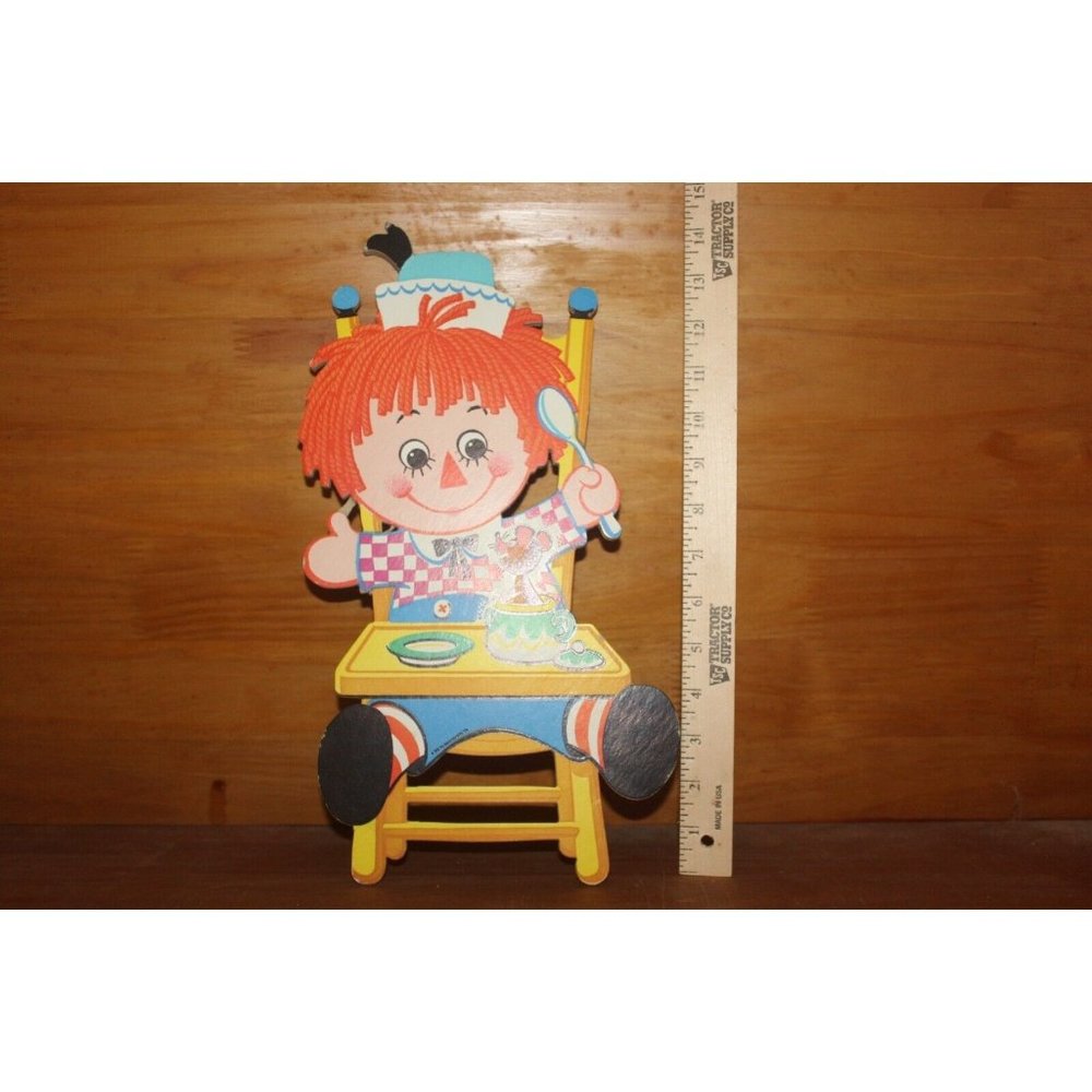 Vintage 70s Raggedy Andy Wall Hanging Plaque Bobbs Merrill Co.1972 Chip Board